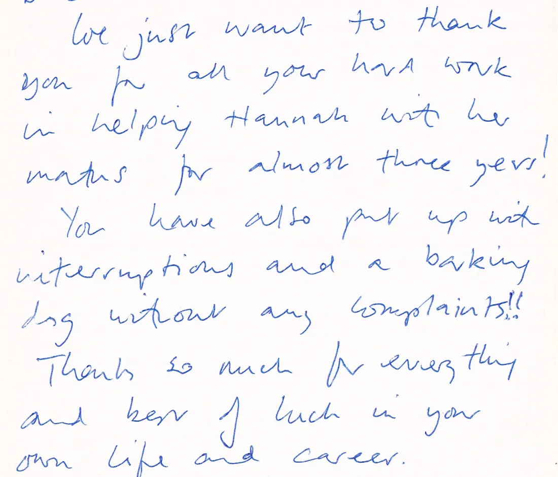 Handwritten letter from a parent